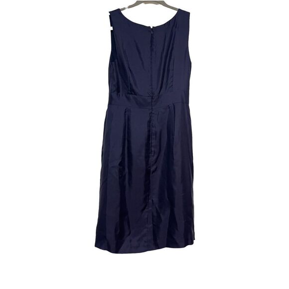 BANANA REPUBLIC | WOMENS SILK SLEEVELESS COCKTAIL DRESS PLEATED NAVY BLUE 6 Tall - Picture 4 of 9